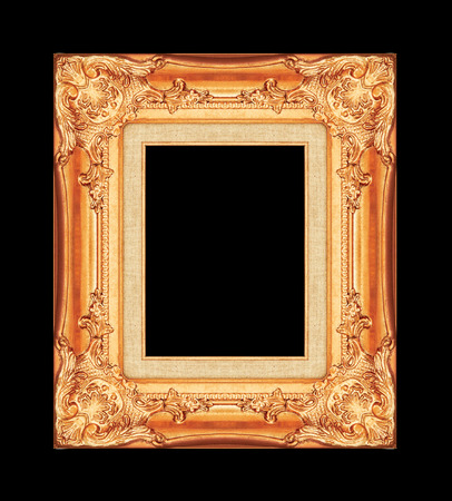 Vintage orange frame with blank space on black background , with clipping path.の写真素材
