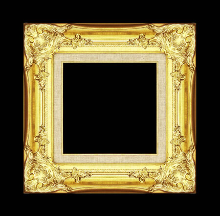 Vintage golden frame with blank space, with clipping pathの写真素材