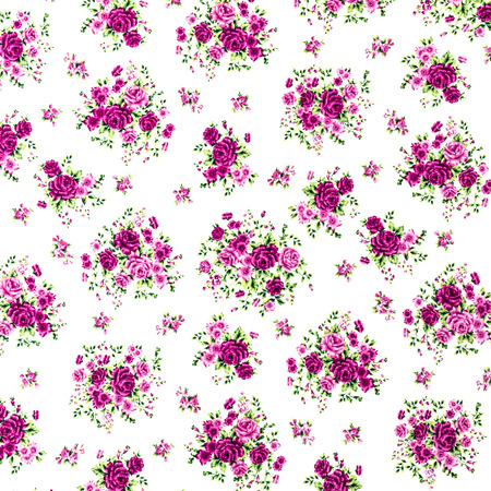 Pink Rose Fabric Background, Fragment of colorful retro tapestry textile pattern with floral ornament useful as background の写真素材