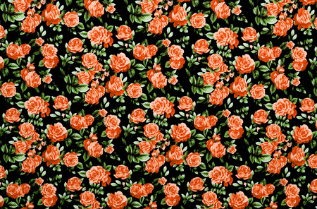 Rose Fabric background, Fragment of colorful retro tapestry textile pattern with floral ornament useful as backgroundの写真素材