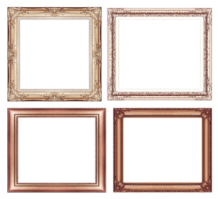 set of vintage brown frame with blank space and clipping path の写真素材
