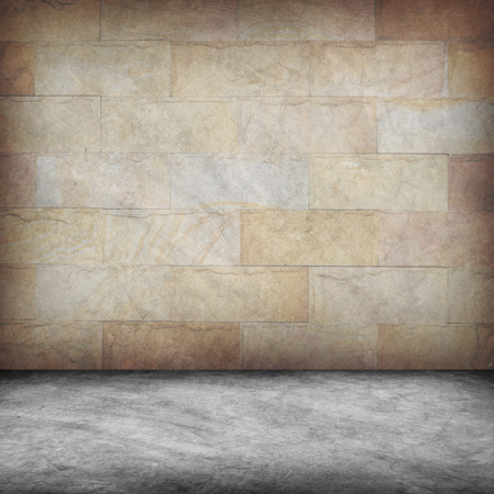 Sand stone wall and concrete  floor texture , Grunge design.の写真素材