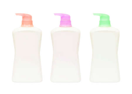 3 Pump bottle, red purple and green  の写真素材