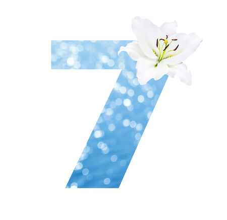 Number 7 made from Abstract circular bokeh background of Light shining on the river shot in manual...