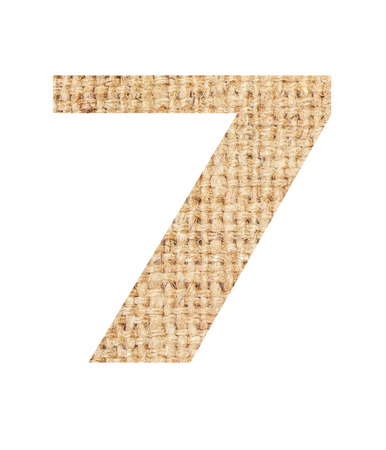 Number 7 made from sackcloth brown isolated on white background and clipping path.の写真素材