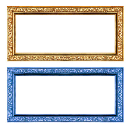 vintage gold and blue frame with blank spaceの写真素材