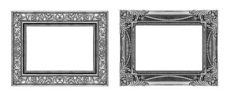 set of vintage gray frame with blank spaceの写真素材