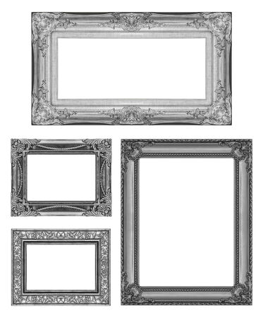 set of vintage gray frame with blank spaceの写真素材