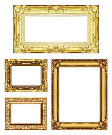 set of vintage golden frame with blank spaceの写真素材