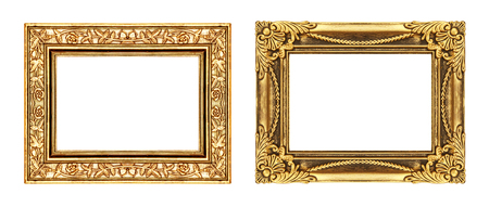 set of vintage golden frame with blank spaceの写真素材
