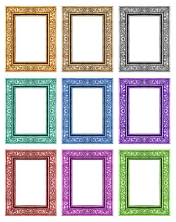 set 9 of vintage frame isolated on white background.の写真素材