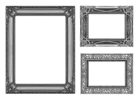 set 3 of vintage frame isolated on white background.の写真素材