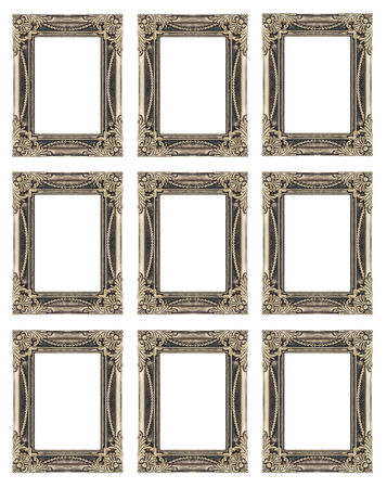 set 9 of vintage gold frame isolated on white background.の写真素材