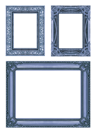 set 3 of vintage frame isolated on white background.の写真素材