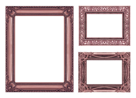set 3 of vintage frame isolated on white background.の写真素材