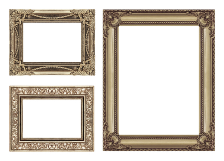 set 3 of vintage frame isolated on white background.の写真素材
