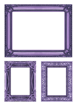 set 3 of vintage frame isolated on white background.の写真素材