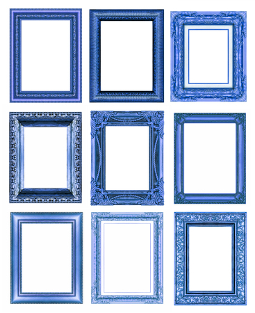 set 9 of vintage frame isolated on white background.の写真素材
