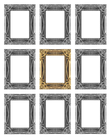 set 9 of vintage frame isolated on white background.の写真素材