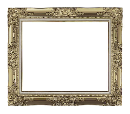 antique golden frame isolated on white background, clipping pathの写真素材