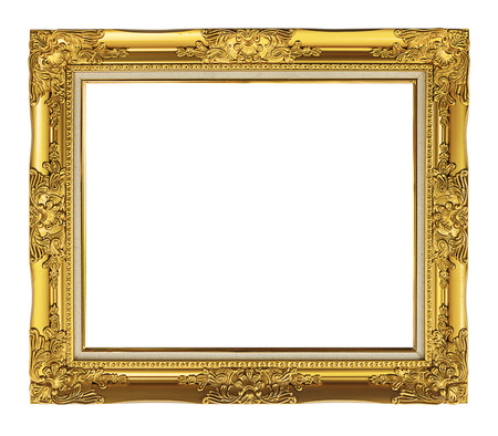 antique golden frame isolated on white background, clipping pathの写真素材