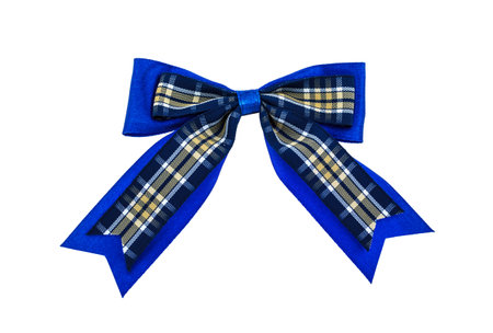 Blue ribbon  on white backgroundの写真素材