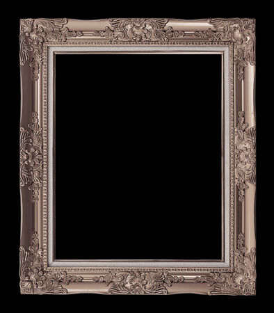 antique brown frame isolated on black backgroundの写真素材