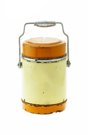 old thermo flask isolated on whiteの写真素材