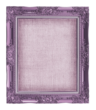 old purple frame with empty grunge linen canvas for your picture, photo, image. beautiful vintage backgroundの写真素材