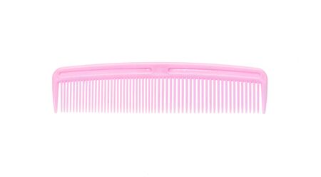 pink hair brush on white background.の写真素材