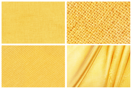 collection golden background , golden linen, golden sackcloth, golden sweater knitted and golden silk textured for backgroundの写真素材