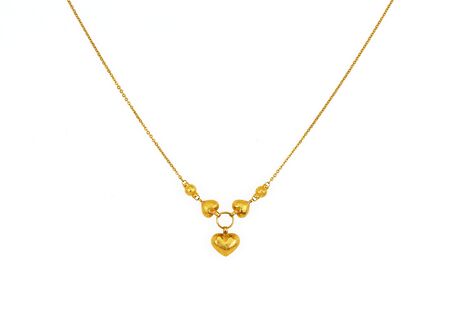 Gold chain necklace isolated on white, closeupの写真素材