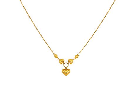 Gold chain necklace isolated on white, closeupの写真素材