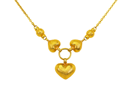 Gold chain necklace isolated on white, closeupの写真素材