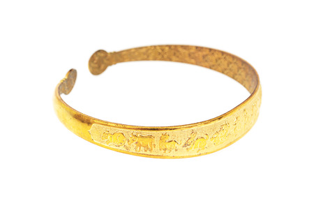 Gold bracelet on white background.の写真素材