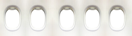 Airplane window and space for your design, 5 plane window, clipping path.の写真素材