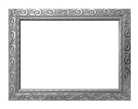 Antique gray frame isolated on white background, clipping path.の写真素材