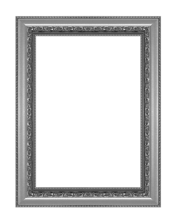 Antique gray frame isolated on white background, clipping path.の写真素材