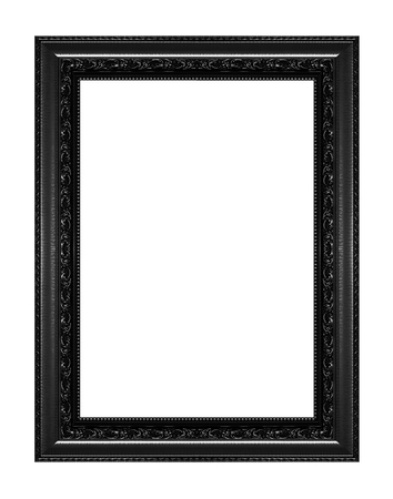 Antique black frame isolated on white background, clipping path.の写真素材