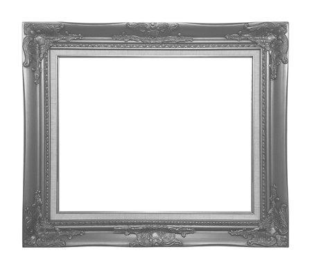 Antique gray frame isolated on white background, clipping path.の写真素材