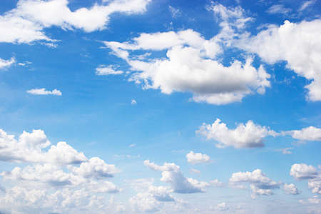 Soft white clouds against blue sky background, beautiful of nature.の写真素材