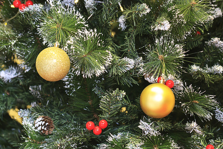 Christmas ball decoration closeup on tree.の写真素材
