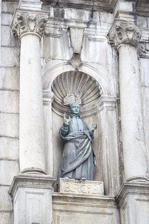 MACAU, CHINA  DECEMBER 16, 2017 : The Ruins of St. Paul's Built from 1602 to 1640 by the Jesuits, the ruins are one of Macau's best known landmarks, no body close-up detail of sculpture.のeditorial素材