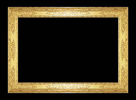 Antique gold frame isolated on black backgroundの写真素材