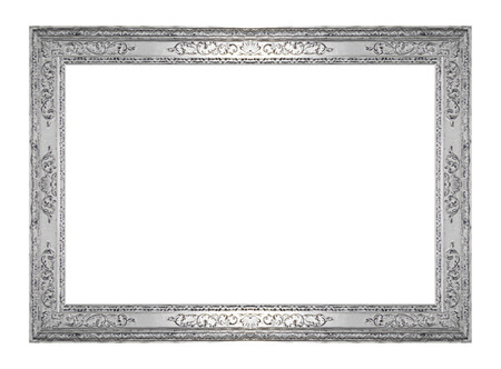 Antique gray frame isolated on white backgroundの写真素材