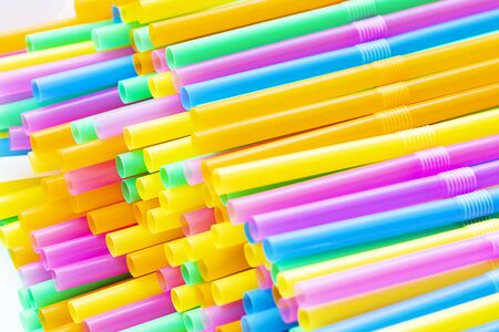 straw plastic colorful for backgroundの写真素材