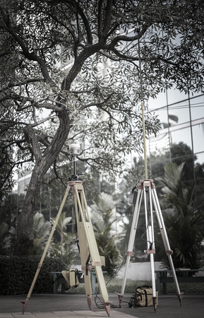 GPS surveying in city, Global Positioning System.の写真素材