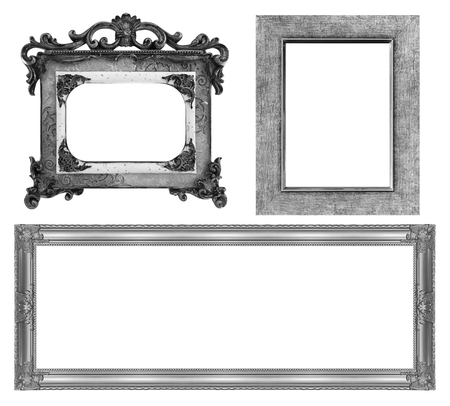 collection antique gray frame isolated on white background, clipping path.