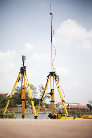 GPS surveying in field, Global Positioning System.の写真素材