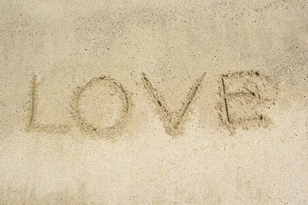 Love text on the beachの写真素材